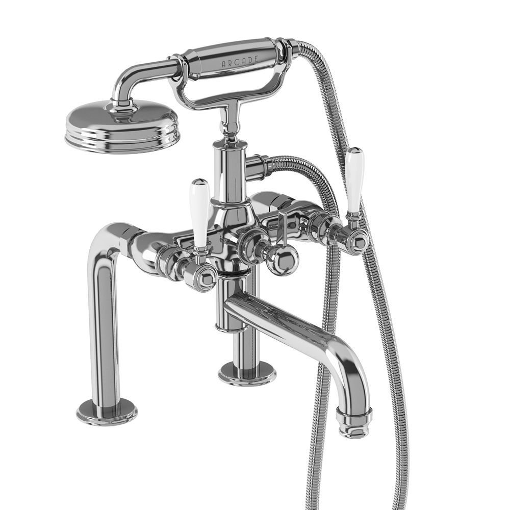 Arcade Bath shower mixer deck-mounted - chrome with ceramic lever